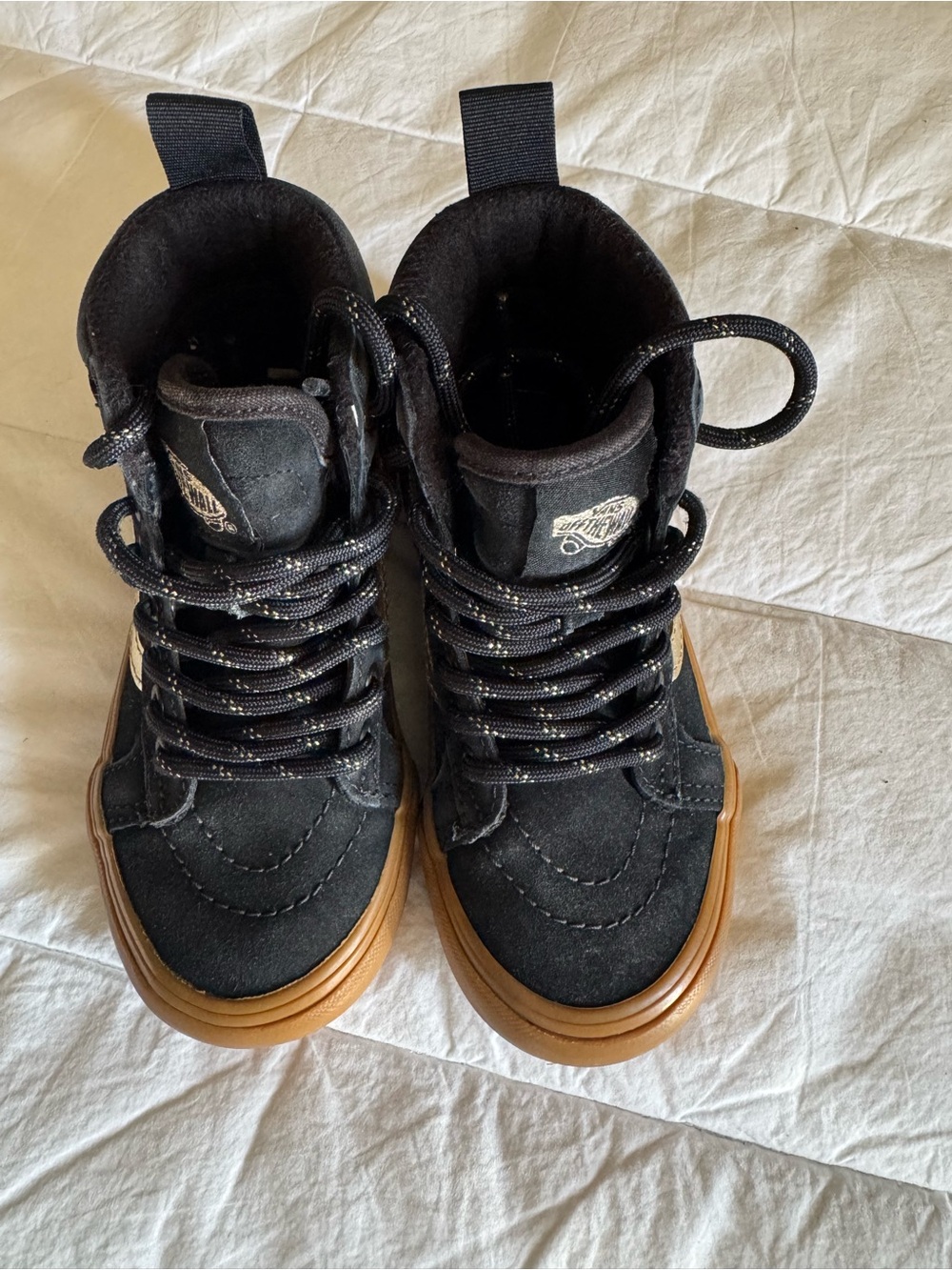 Vans Kids Black High-Top Sneakers with Gum Sole cold weather